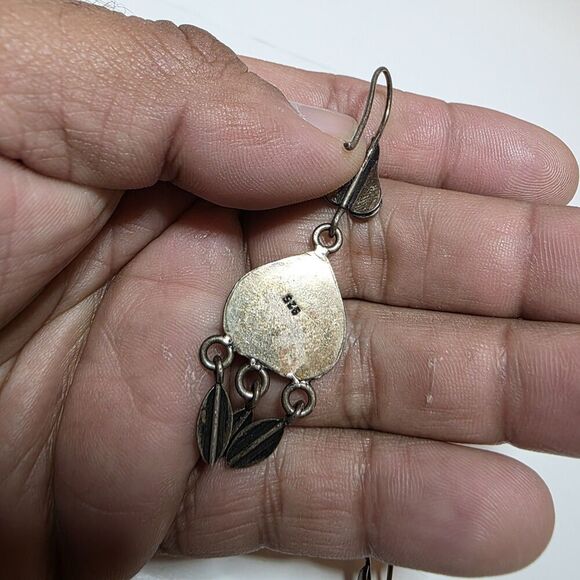 Sterling Silver 925 Ornate Design Dangle Hook Earings 2.5 Inches Long 12 Grams - Picture 5 of 5